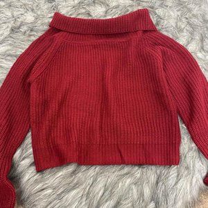 Off shoulder ribbed knit sweater